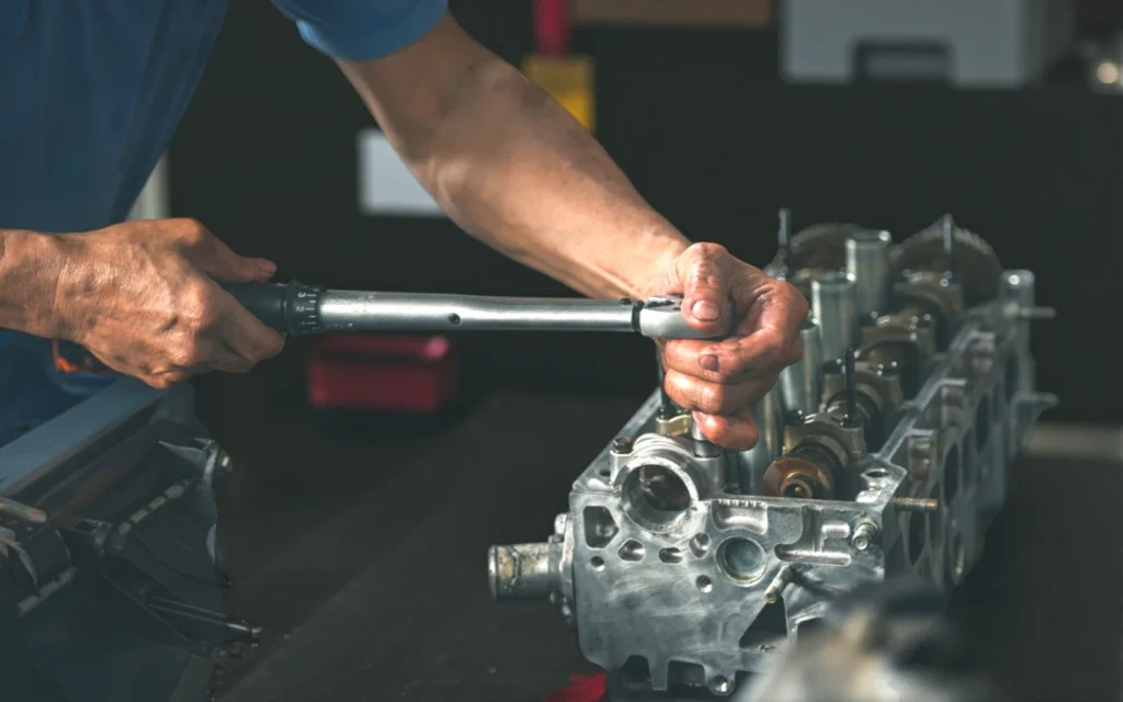 Engine components inspected during repair