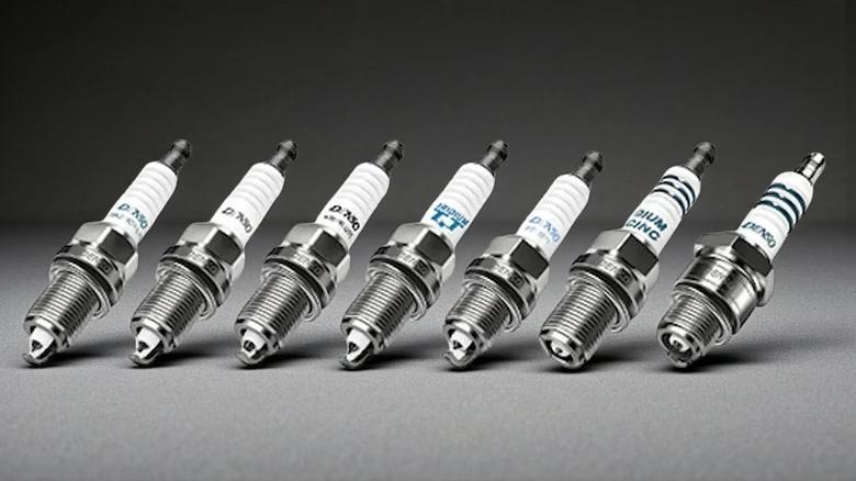 Spark plugs removed for condition comparison during service