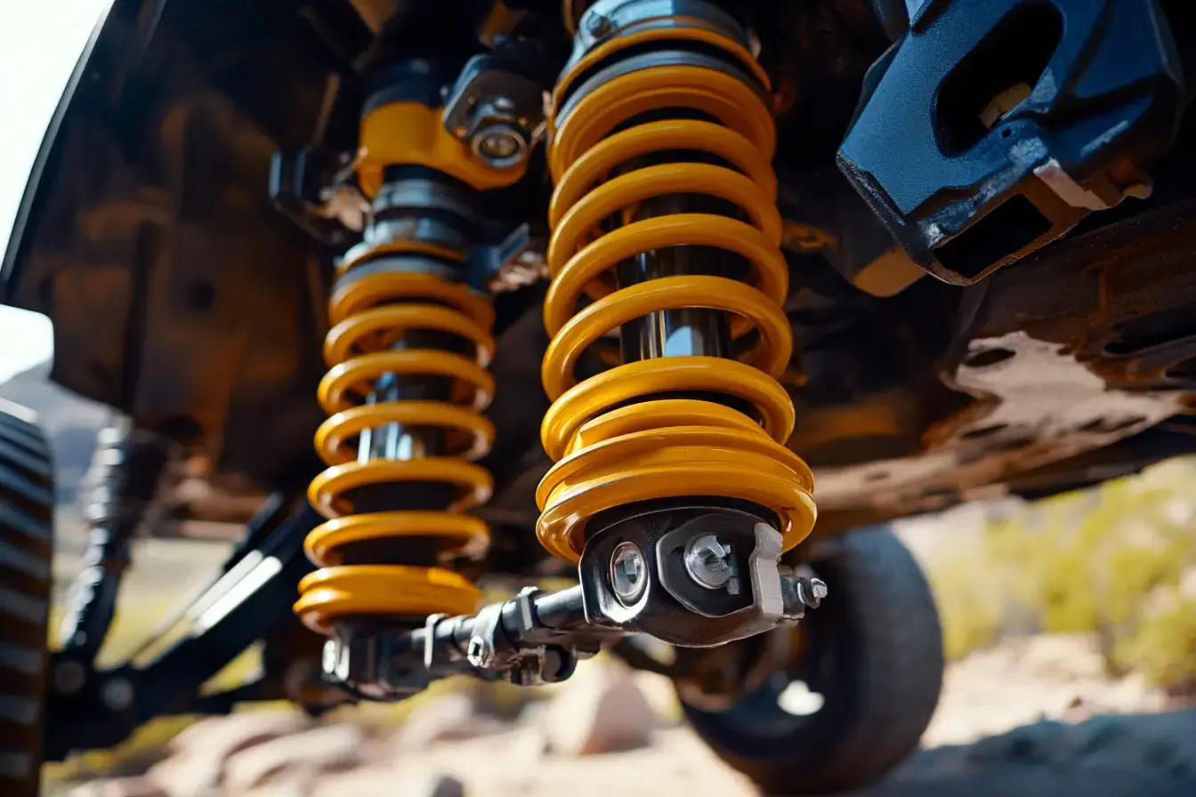 mechanic inspecting car suspension green valley