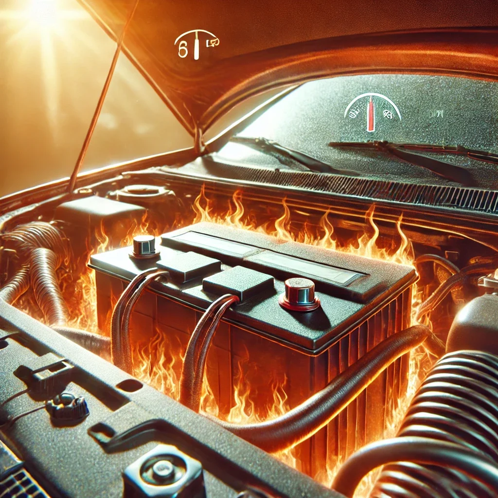 Car battery exposed to extreme Arizona heat