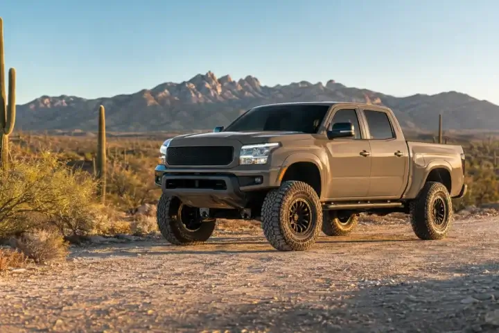 Properly lifted pickup truck in the Sonoran desert near Tucson